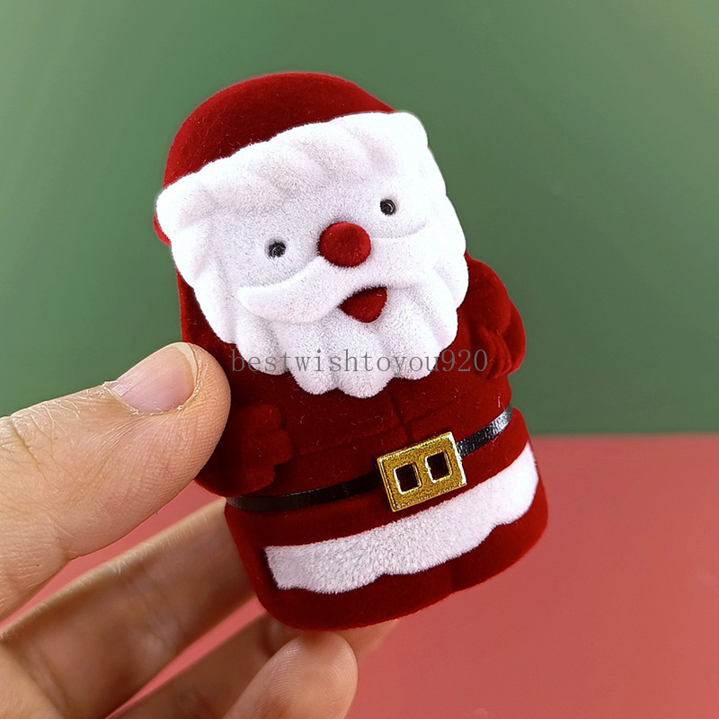 Julsmycken lådor flockade jultomten Xmas Tree Presentlåda ringer halsband örhängen förvaringshow lådor smycken arrangörsbox