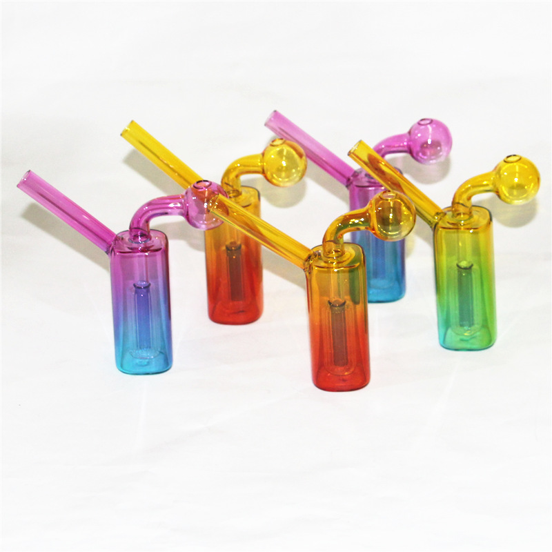 Mini Bubble Glass Oil Burner Bong Hosah Water Pipes Thick Pyrex Heady Recycler Dab Rig Hand Bongs For Smoking Ash Catcher