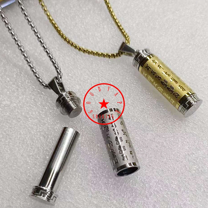 Or Argent Fumer Pendentif En Acier Inoxydable Mini Conteneur De Stockage Bouteille De Tabatière Pilule Épice Miller Herb Tabac Cas Pilule Boîte De Cachette Collier Porte-Cigarette