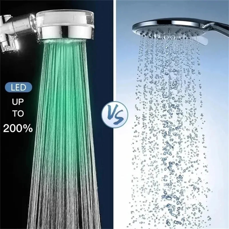 Bathroom Shower Heads Atmosphere LED Head Automatic Changing Water Saving Filter High Pressure 231030