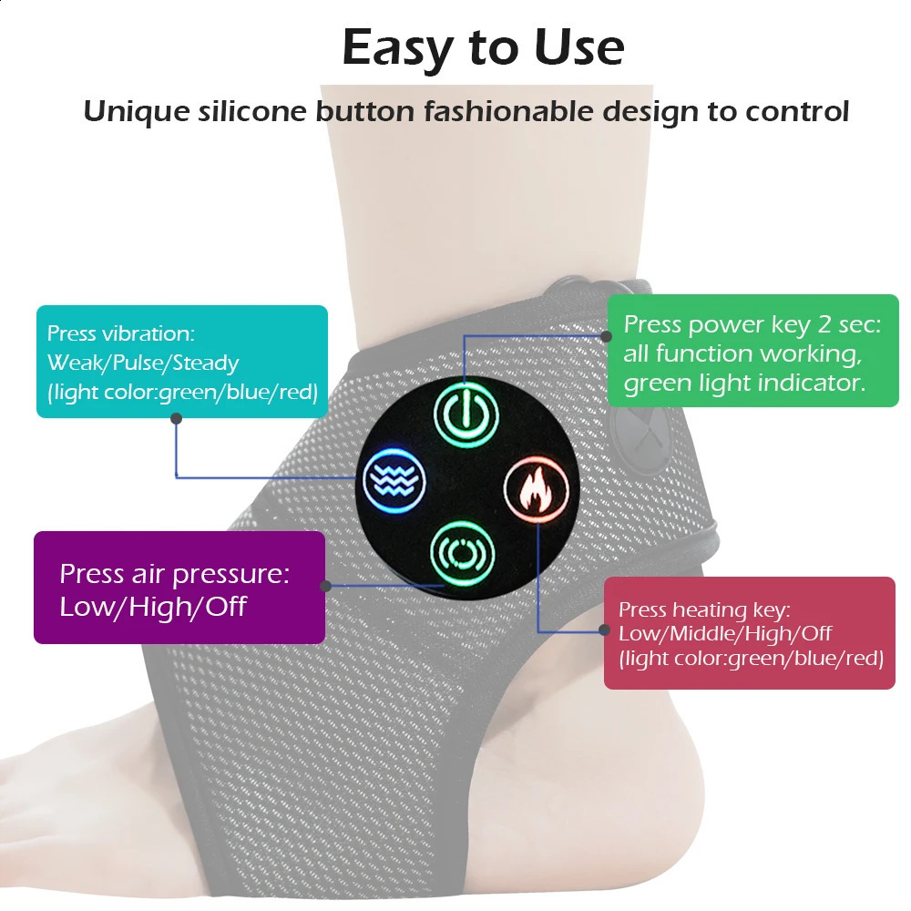 Foot Massager Bioskin Smart Ankel Brace Compression Massager Multifunktionell elektrisk uppvärmning och smärtlindring vibration 231030