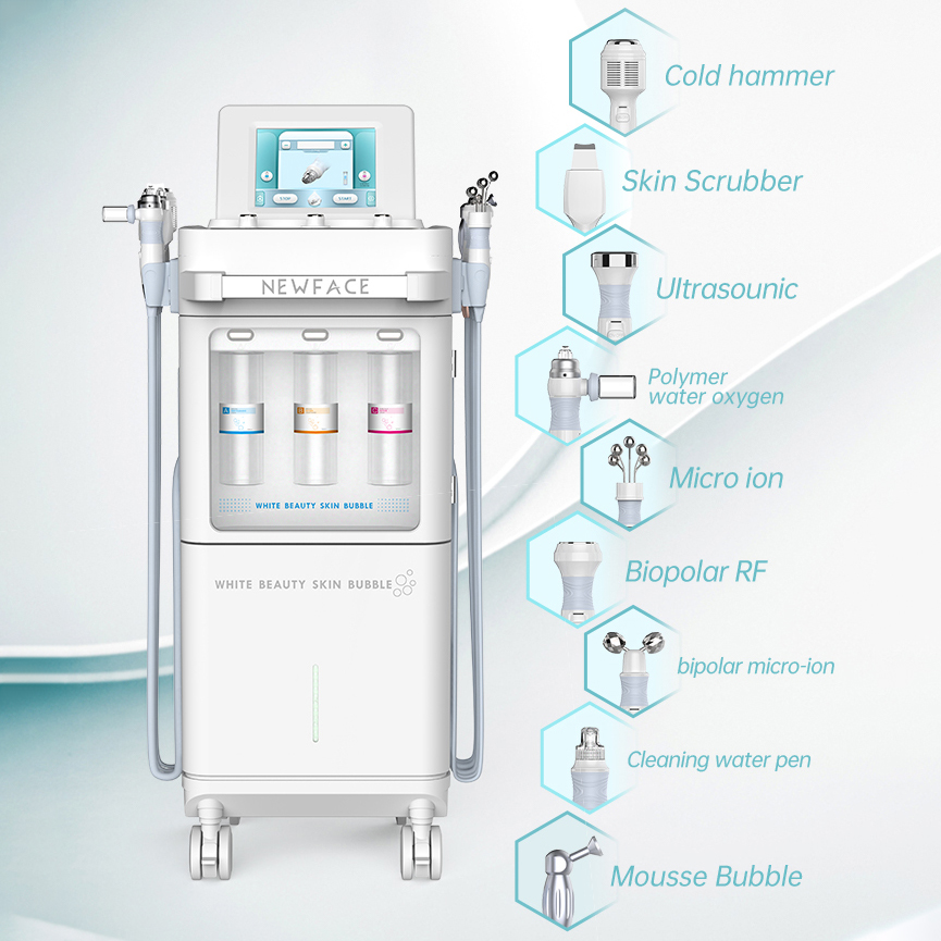 Factory Price Oxygen Water Jet Dermabrasion 9 Handles Device Anti-aging Skin Revitalization Face Deep Cleaning Moisturizing Oil Remove RF Ultrasound Ion Machine