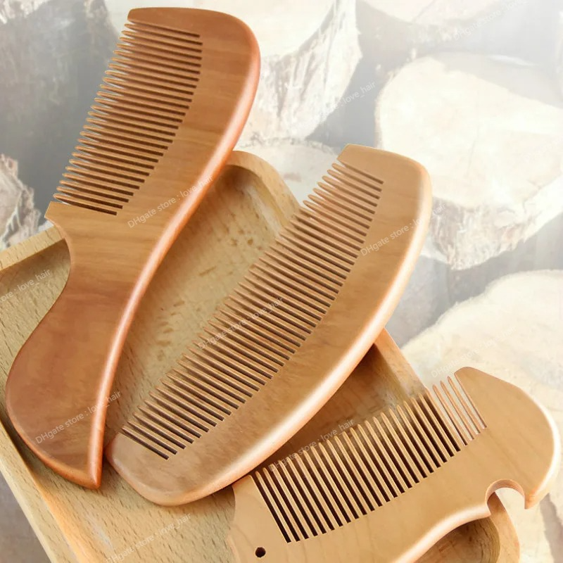 Peach Wood Comb Flower Painted Anti-Static Natural Head Massage Comb Handmade Wooden Hair Comb Hair Styling Tools For Gift Styling Tools AppliancesCombs hair