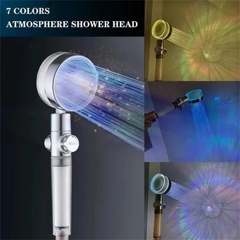 Bathroom Shower Heads Atmosphere LED Head Automatic Changing Water Saving Filter High Pressure 231030