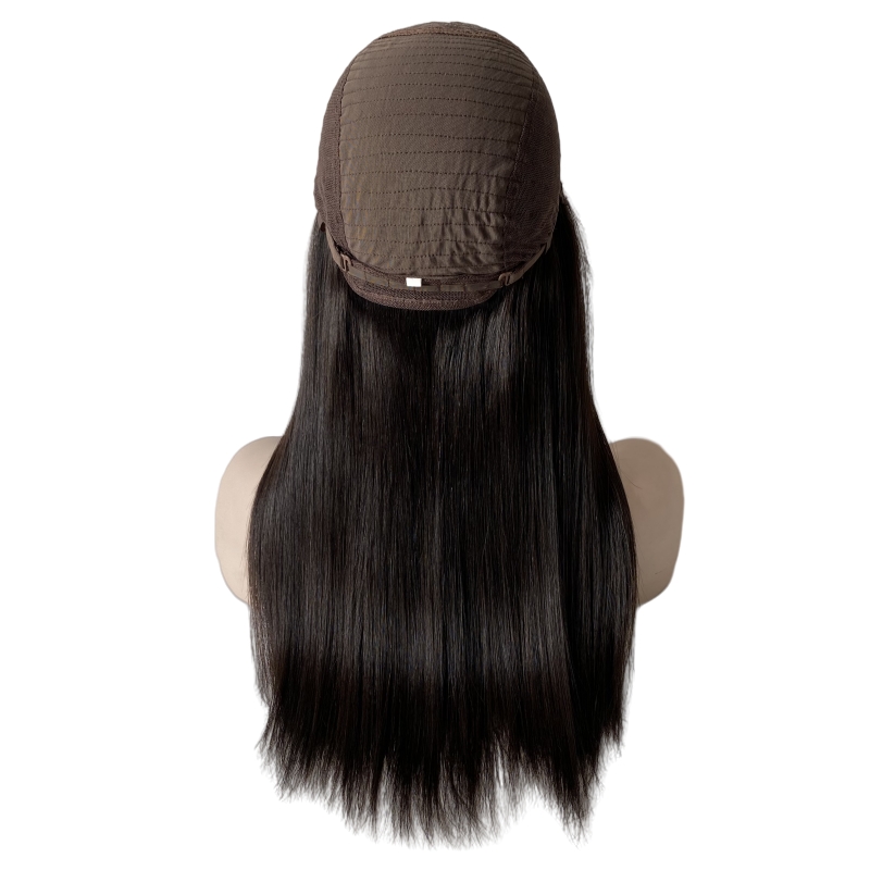 22 tum Mongolian Virgin Human Hair #1B Black Kosher Wig 180% Densitet Silkeslen Straight 4x4 Silk Top Jewish Wigs For Jew.