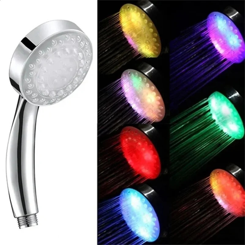 Pommeaux de douche de salle de bains, 7 couleurs LED, pommeau à changement de couleur, lumière romantique, robinet de pulvérisation domestique, accessoires lumineux, pomme de douche 231030