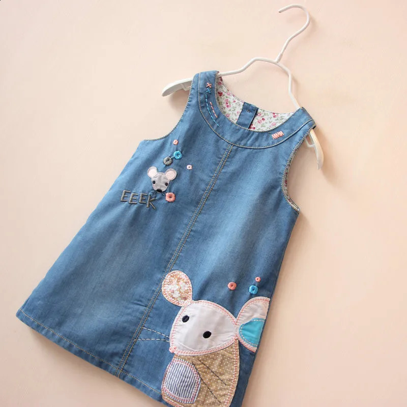 Dancewear Sweet Girls Denim Vest Robe Mignonne Souris Bébé Enfants Enfant Denim Jeans Salopette Sans Manches Enfants Vêtements 2 6Y 231030