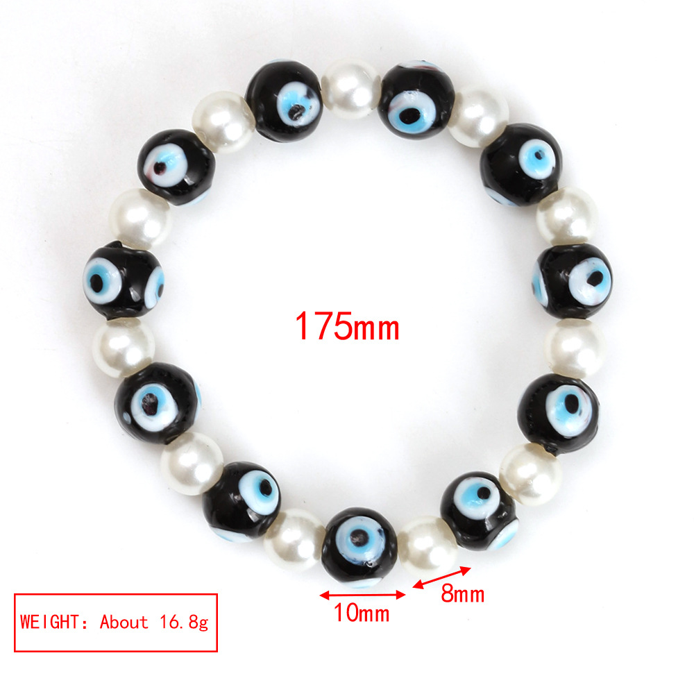 In Bulk Imitatie Parel Devil's Eye Armband Vrouwelijke Blauw Geglazuurde Boze Oog Kralen Armbanden Sieraden Accessoires