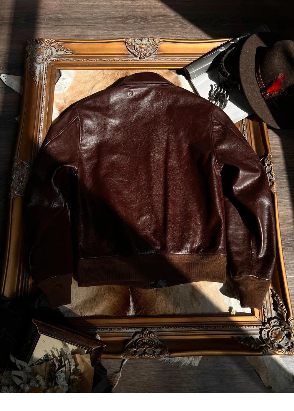 Couro masculino falso couro não revestido óleo-encerado macio couro a2 piloto clássico estilo militar primavera outono jaqueta de couro 231030