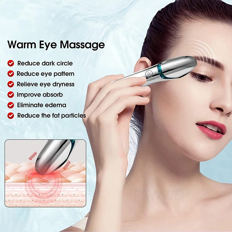 Dispositifs de soins du visage 2023 RF Yeux Masseur Électrique Dispositif Oculaire Fatigue Soulager Cercle Foncé Sac Remoal Anti Rides Massage Outil 231030