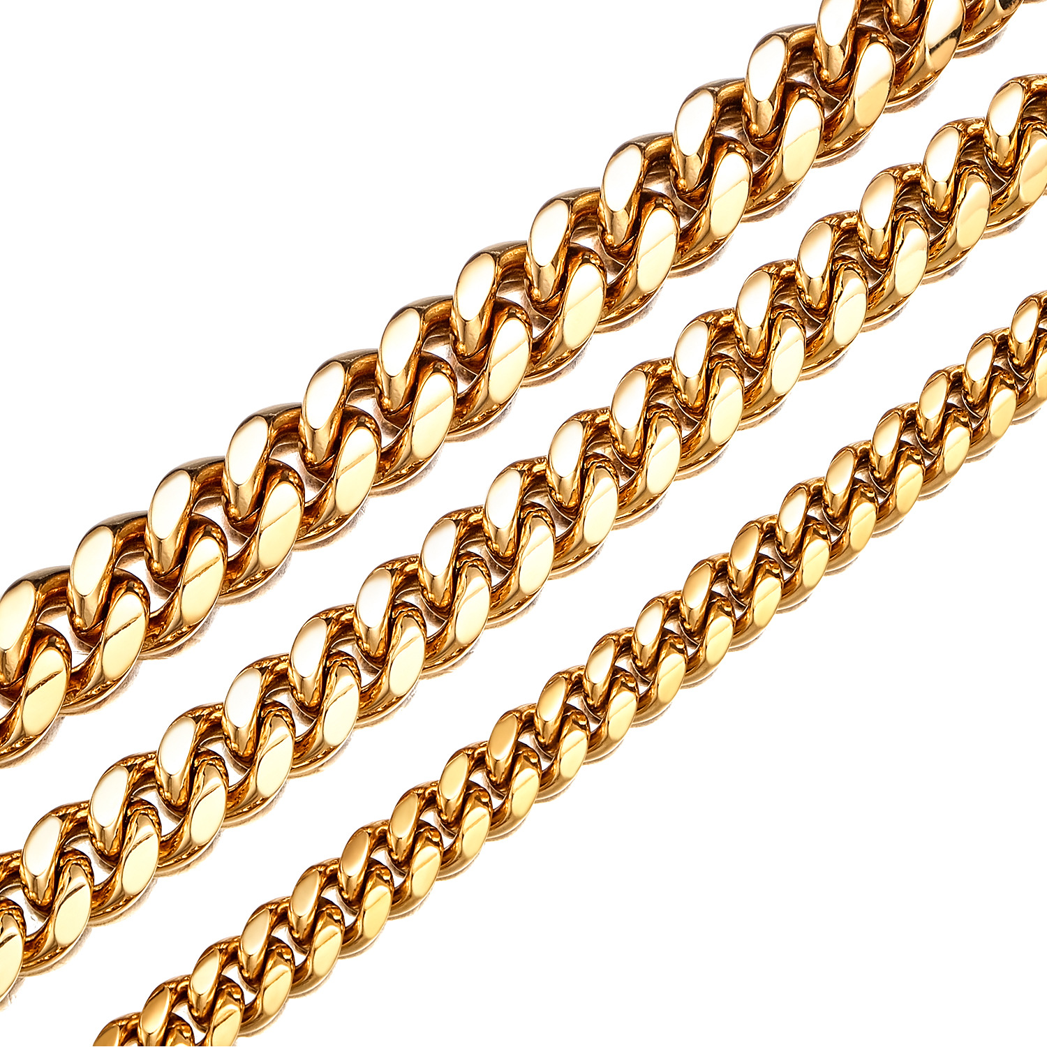 8mm-14mm hip hop aço inoxidável miami cubana link corrente colar completo 5a zircão fecho 18k banhado a ouro acessórios conjunto de jóias