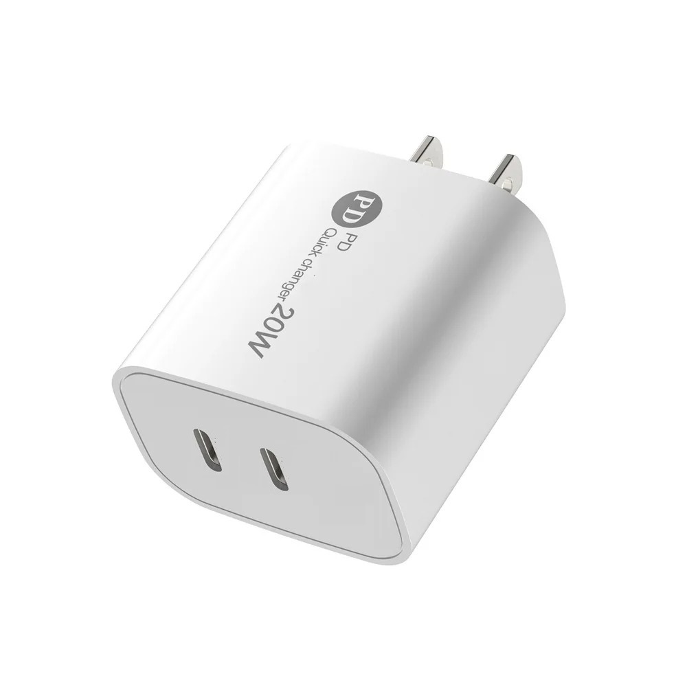 12W PD USB-C Wall Charger Dual USb Ports Type c Power Adapter 2.4A For IPhone Samsung S22 S23 Htc Android phone