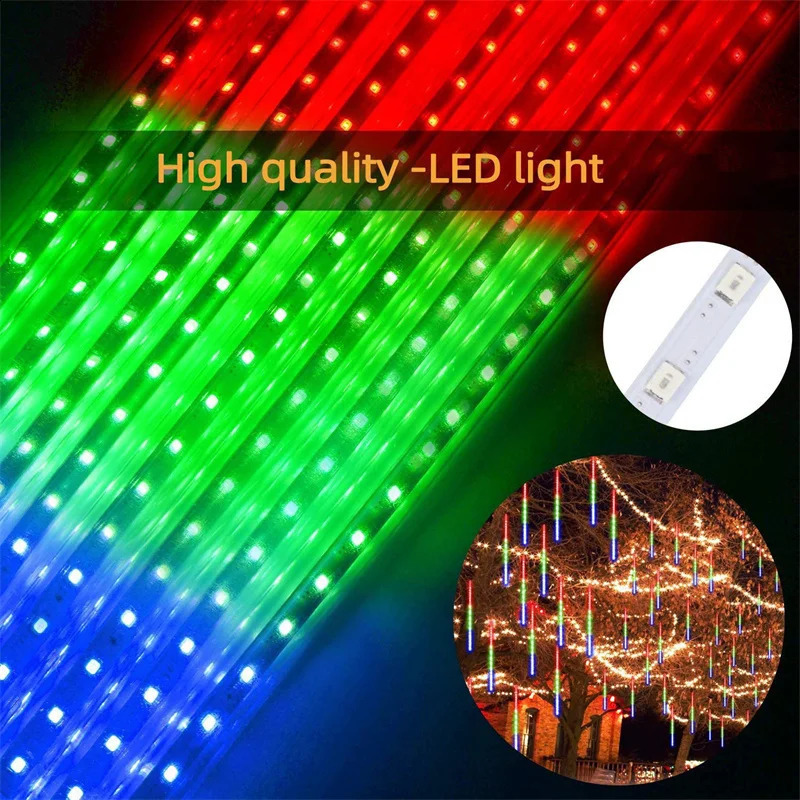 زينة عيد الميلاد 3050 سم LED LED Meteor Shower Lights for Garland Tree Devinative Xmas Colorful Outdoor Fairy Navidad 231030