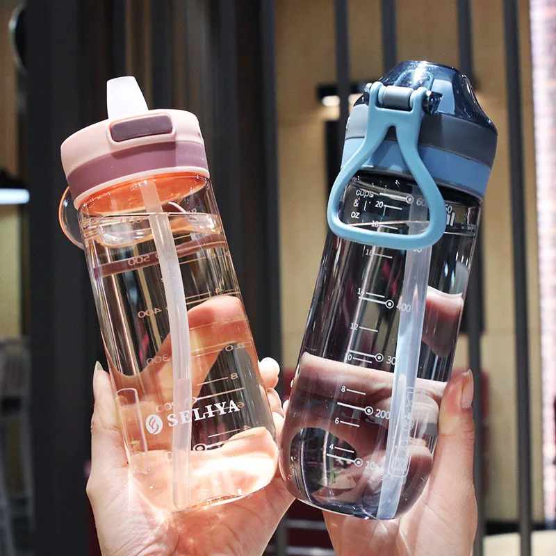 650ML Portable Water Bottle Sports Water Cups With Straw Couples Drinkware Outdoor Shaker Drop-resistant Leak-proof Water bottle