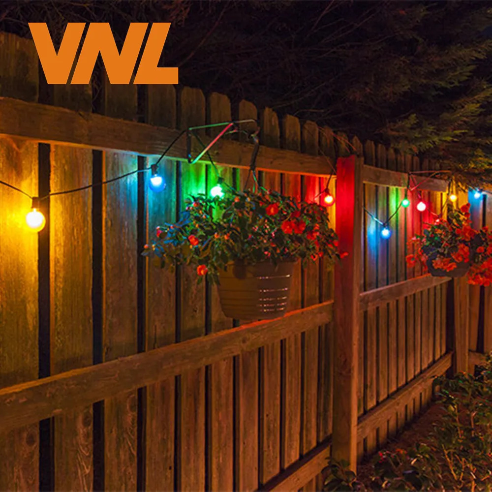 Décorations de Noël VNL IP65 LED Globe G50 Ampoule multicolore String Connectable Lumières colorées extérieures pour la fête de guirlande de mariage 231030