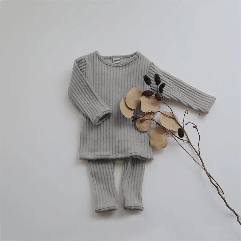 Kleidungssets Winter Kleinkind Baby Kleidung Mädchen Jungen Strickpullover Tops Leggings Hosen Kinder Pyjamas Kinder Thermo-Unterwäsche für 05Y 231030