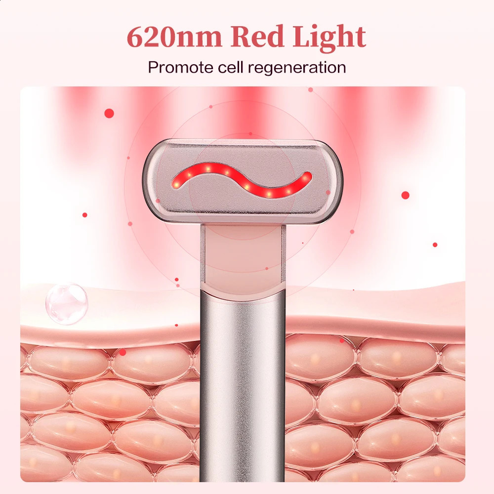 Dispositifs de soins du visage Instrument de beauté des yeux à microcourant Vibration haute fréquence Température constante Bâton de massage à lumière rouge 231030