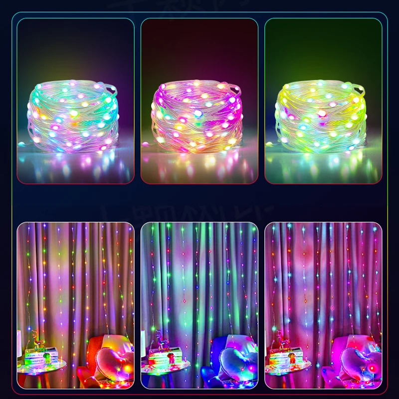 Decoraciones navideñas Color de sueño Cadena de luz Música Control de aplicaciones RGB Luces de hadas Fiesta de cumpleaños Guirnalda de boda Decoración USB Power 5V 231030