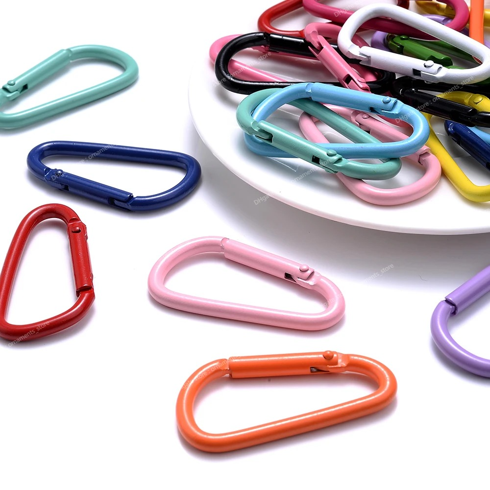 5st/parti 45x24mm mix d carabiner krok färgglad legering nyckelchain klippkrokar för att göra smycken nyckel ringkontakt diy fynd smycken gör jewelry fynd