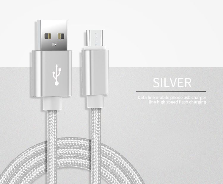 High Speed Type C Data Cables USB Micro Cable Fast Charging Adapter Nylon Braided Metal 1M 2M  For Samsung s8 s10 s11 note 10 htc Android Phone