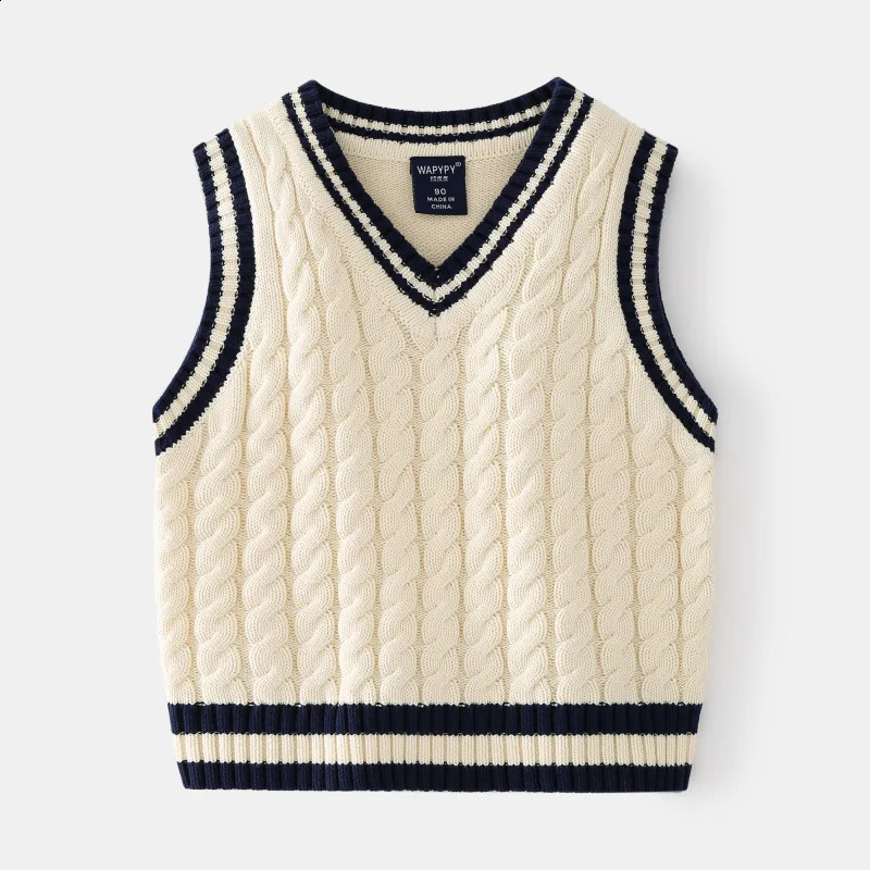 Пуловер в консервативном стиле, теплый жилет для мальчиков, свитера, детская верхняя одежда, пуловеры, вязаное пальто, возраст 27 лет 231030
