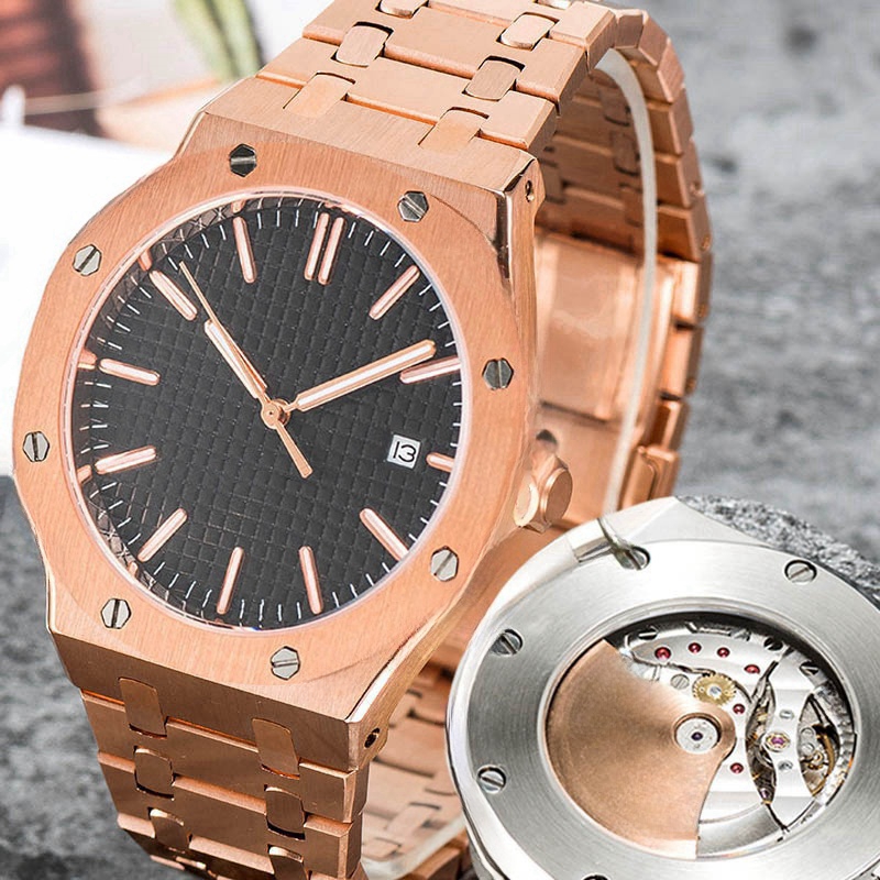 Uhr Designeruhr Herren vollautomatisches mechanisches Uhrwerk Komplett aus Edelstahl Saphirglas 42 mm Luxusuhr