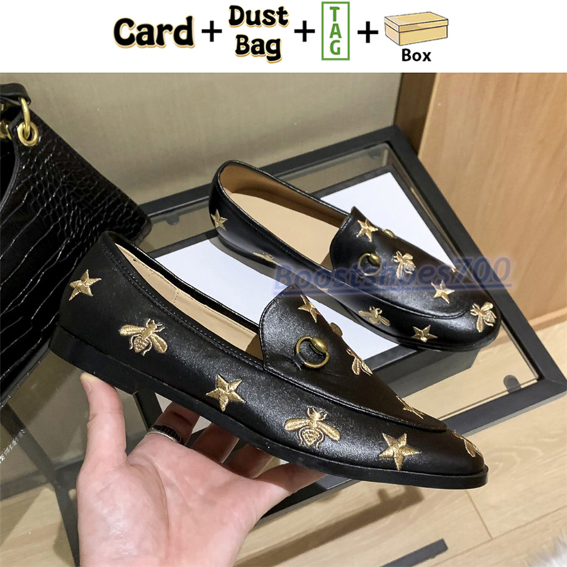 Lüks elbise ayakkabıları kadın mokasenler deri atbit düz mokasen tasarımcısı katır arılar işlemeli fildişi siyah astar açık nedensel spor ayakkabılar kutu