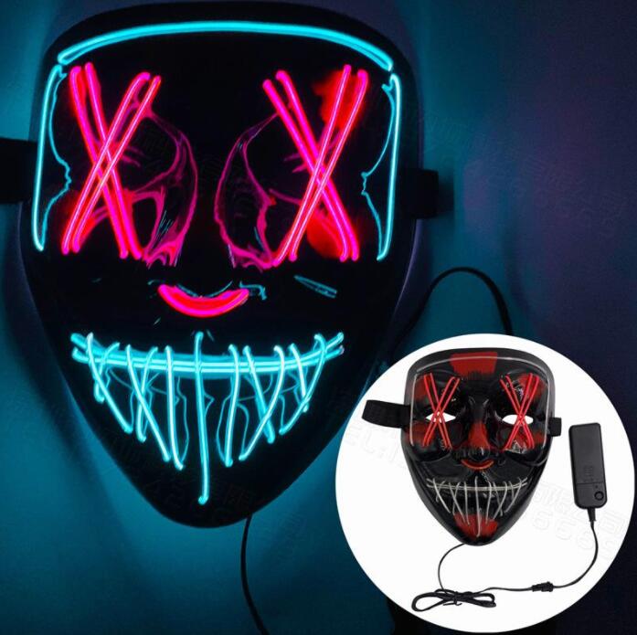 2023 festliga fest Halloween Toys Mask Led Light Up Funny Masks The Purge Election Year Great Festival Cosplay Costume Supplies