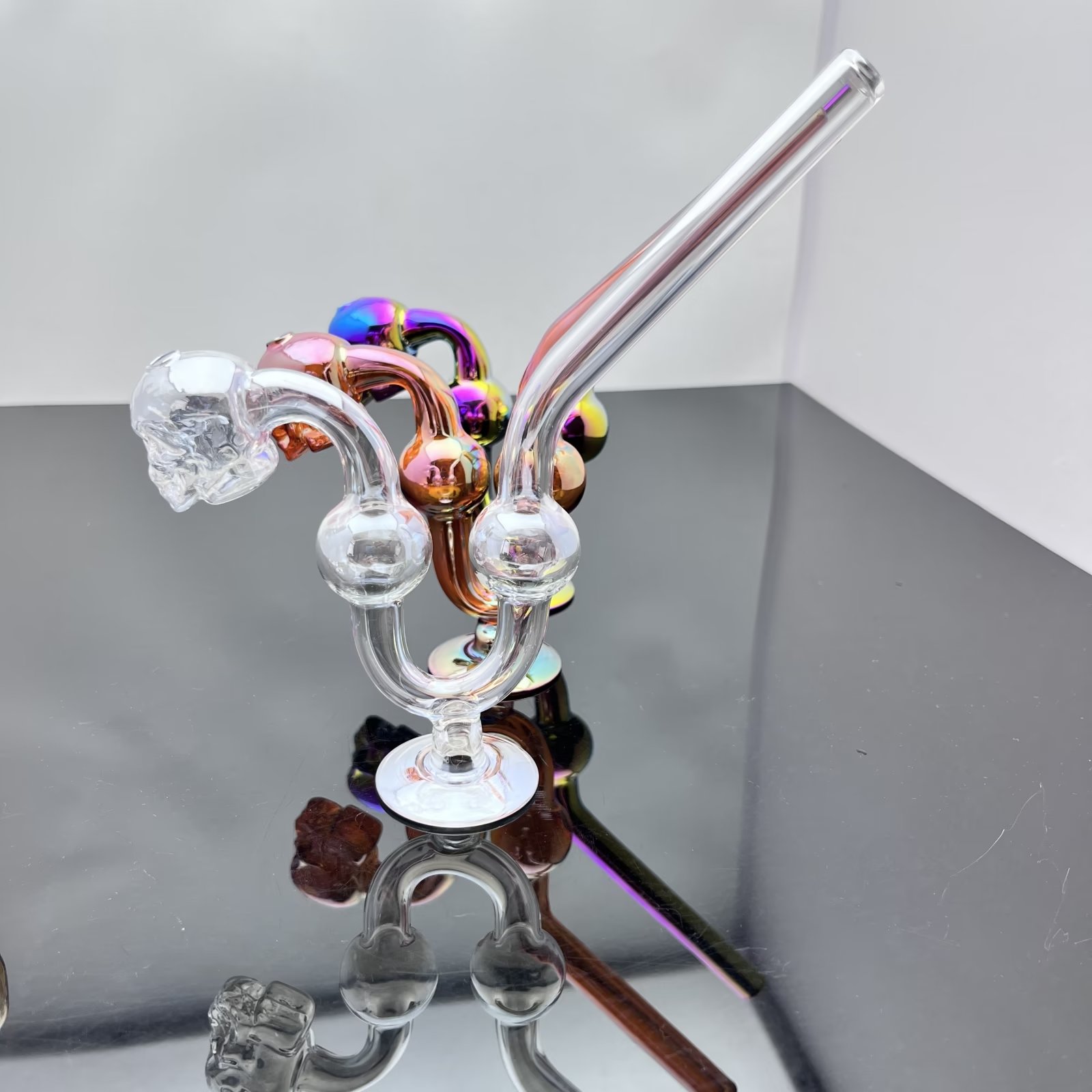 Smoking Pipe Travel Tobacco Hookahs New color coated skeleton with base big bubble glass smoking set