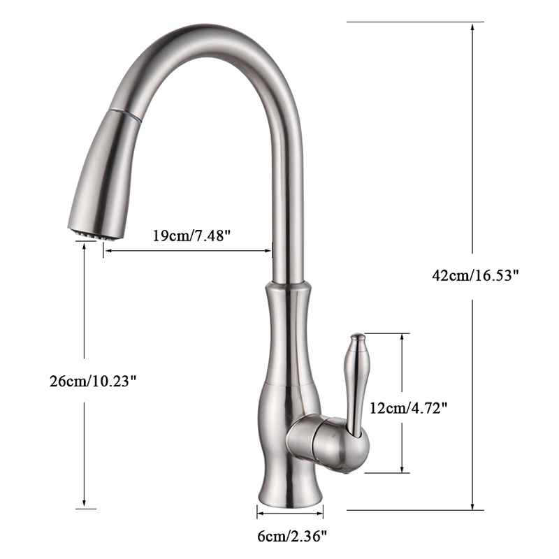 Rubinetti da cucina rozin ruscello spazzolato rubinetto mixer tipoct -manico spruzzatore a flusso di spruzzatore acqua fredda 220901