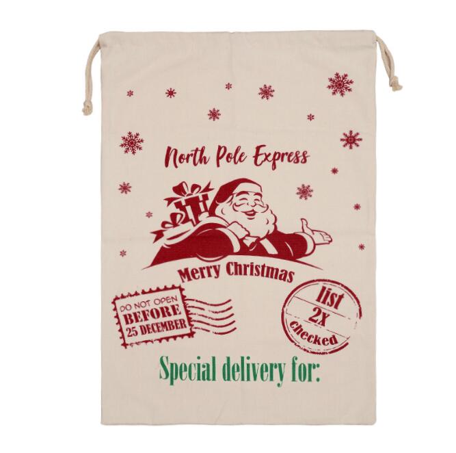 Home 12 Styles Imitation linen Christmas Gift Bag Cotton Canvas Drawstring Sack Bags With Xmas Santa Design LT007