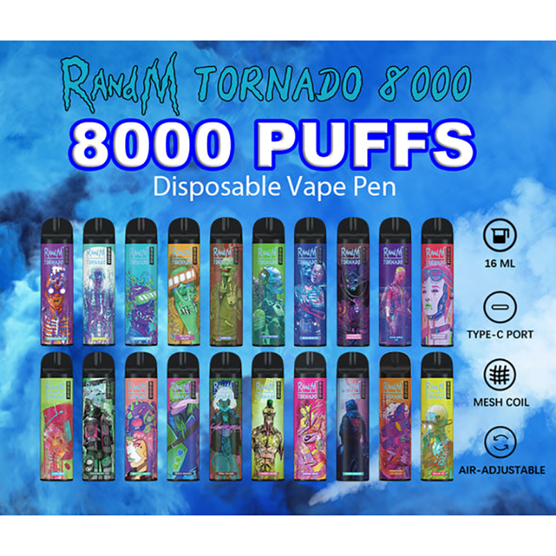 E Cigarette Disposable Vape Pen Pod Device 6000 7000 7100 8000 10000 Puffs Mesh Coil 15Ml Capacity Vaporizer 750Mah Rechargeable Battery 100% Original Randm Tornado