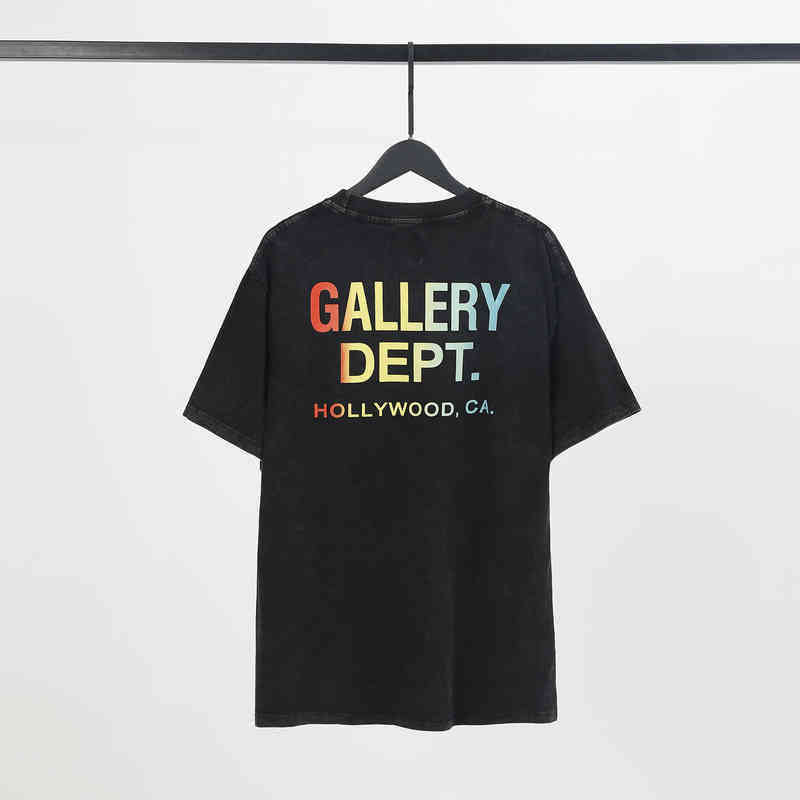 남자 T 셔츠 디자이너 티셔츠 갤러리 갤러리 갤러리 2022 여름 아메리칸 스트리트 씻은 짧은 슬리브 문자 인쇄 남성과 여자 Tshirts