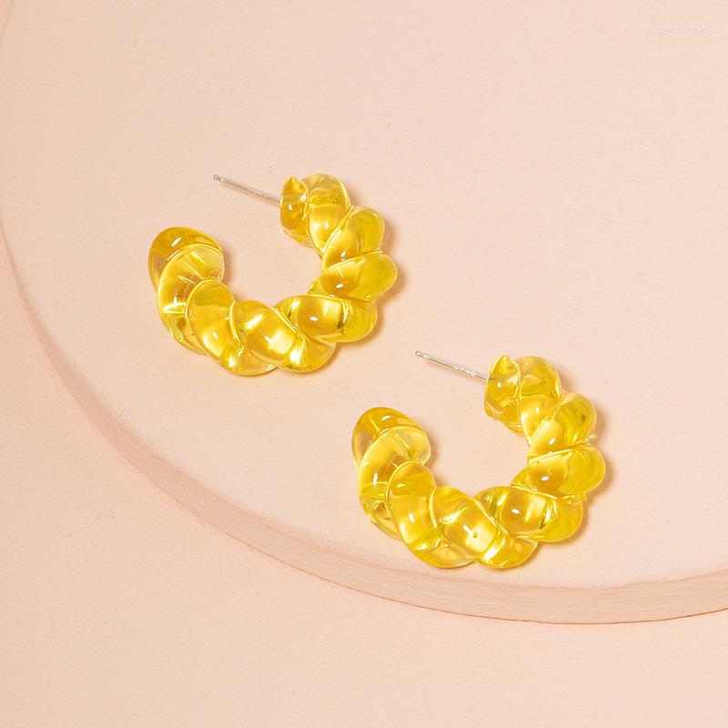 Pendientes de aro Ujbox Fashion Green Yellow Acrylic Resin For Women Texture Party Holiday Accesorios enteros Bulk242i