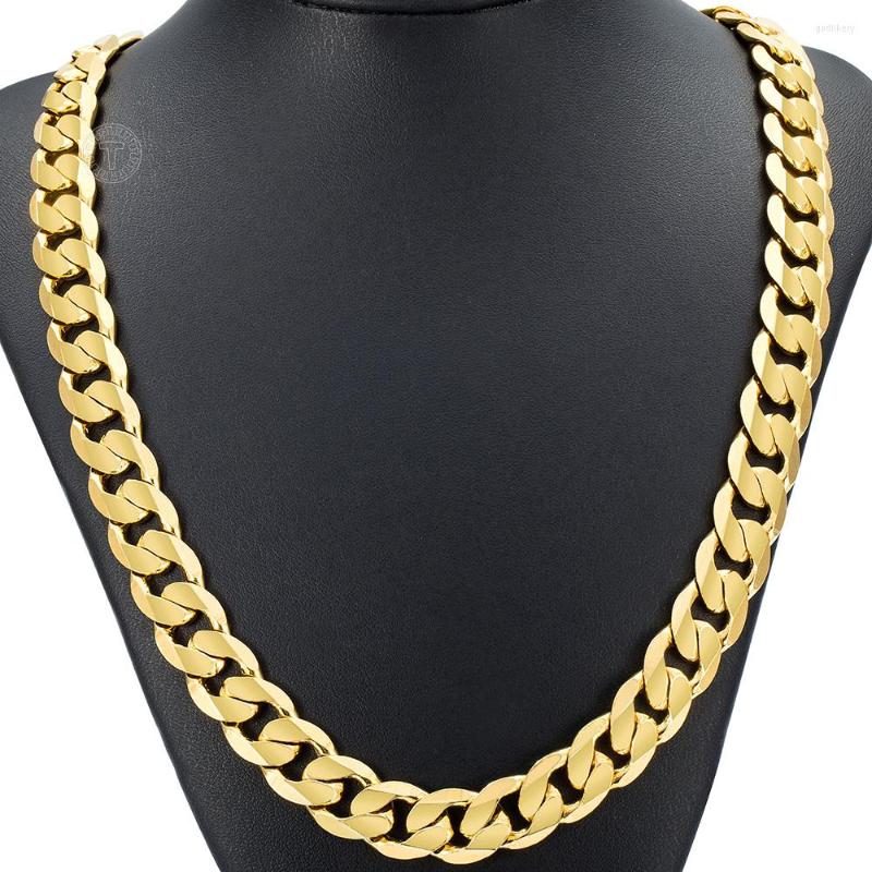 Chaînes Mode Cadeau Gold Chain Colliers pour hommes Femmes Bijoux Mens Collier Rempli Curb Cubain Link2397