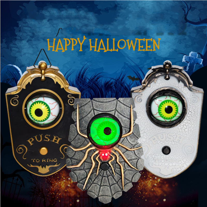 Decoração de festa Halloween One Eyed Door da campainha assombrada Adeços de terror aranha Decoração de porta de campainha pendurada e pendurada 220901