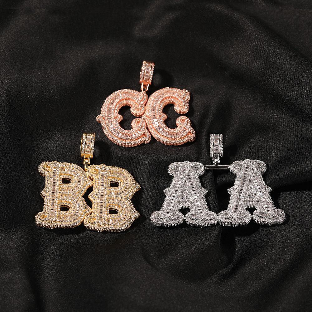 TopBling A-Z Aangepaste Naam Letters Hanger Ketting Iced Out Bling 18K Echt Vergulde Hip Hop Jewelry231K
