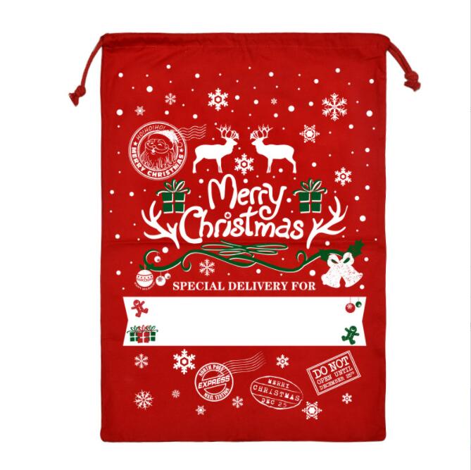 Strona główna 12 Style naśladowanie bielizny świąteczne torby na prezent bawełniane na płótnie torby worka sznurka z świątecznym projektem Santa