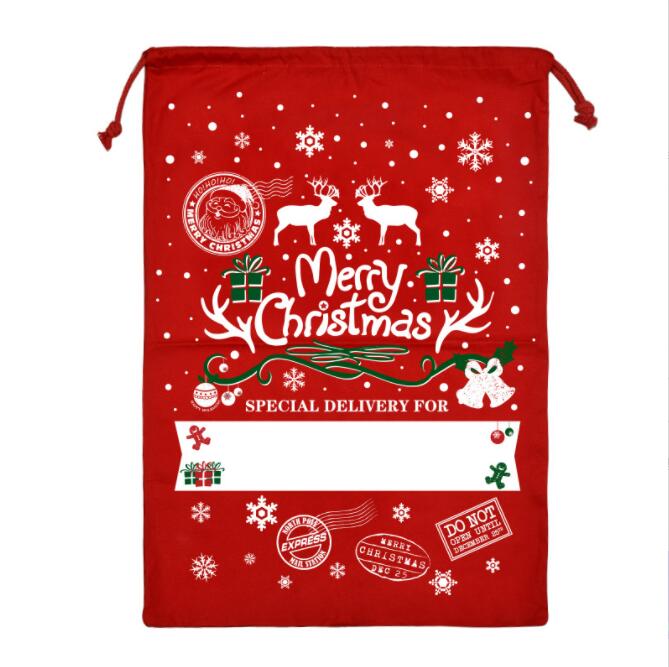 Home 12 Styles Imitation linen Christmas Gift Bag Cotton Canvas Drawstring Sack Bags With Xmas Santa Design LT007