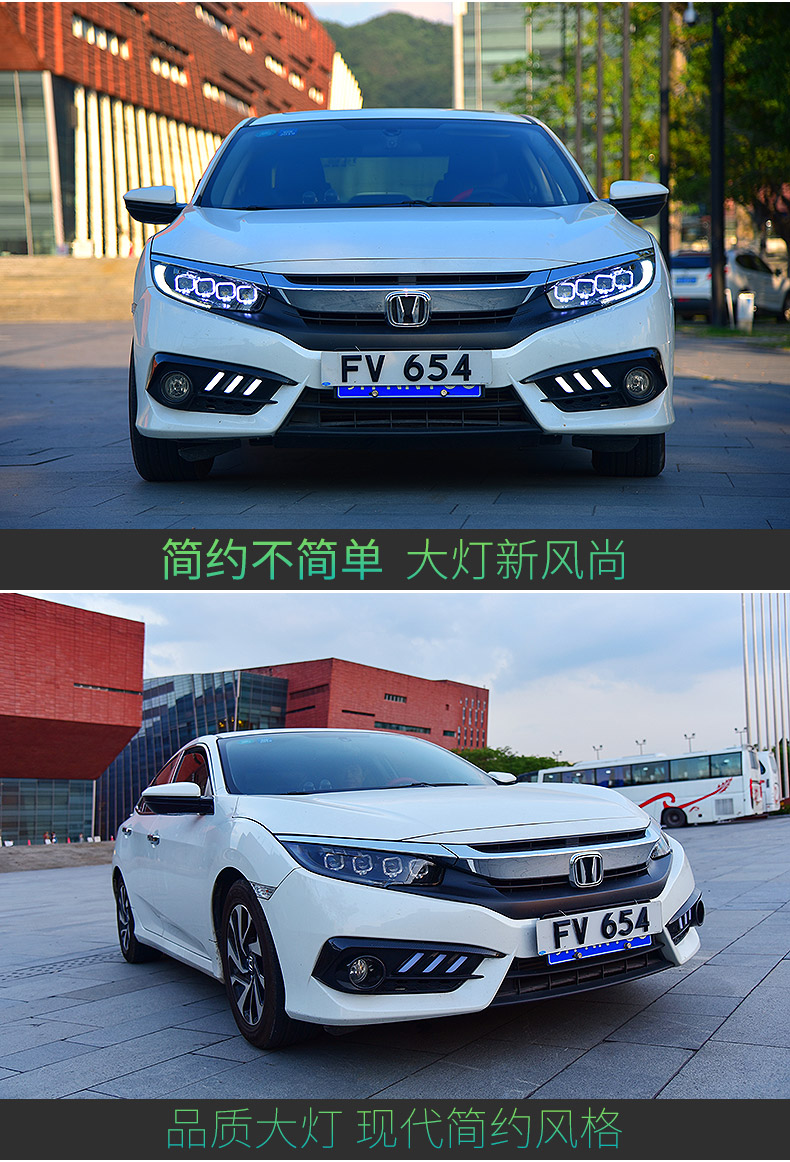 Honda Civic x G10 20 16-2021 Blue DRL 헤드 라이트 LED 고 저축 안개 전면 램프 용 자동차 헤드 라이트 조립