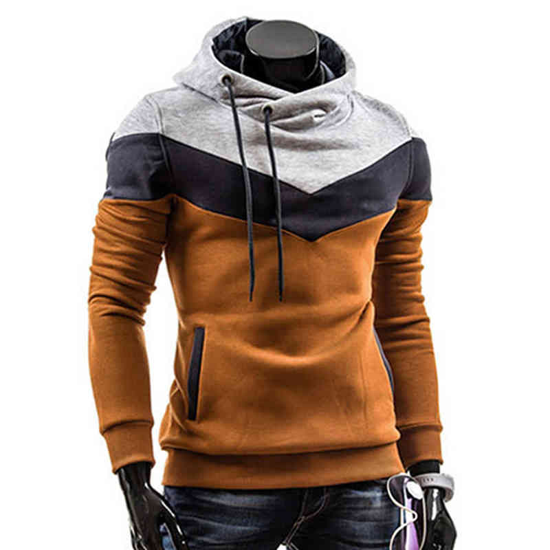 Herrtröjor tröjor mode män hoodies lapptäcke hösten vinter huva tröja långärmad tröja skarvade casual tröja sudaderas hombre l220901