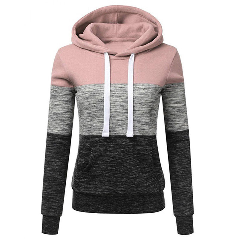 Damen Jacken Hoodie Lässige Spleißen Farbe Langarm Sweatshirts Mantel Frühling Herbst Weibliche Hoodie