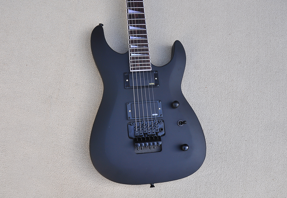 Matte Black Unusal Electric Guitar with 24 Frets Rosewood Fretboard Floyd Rose