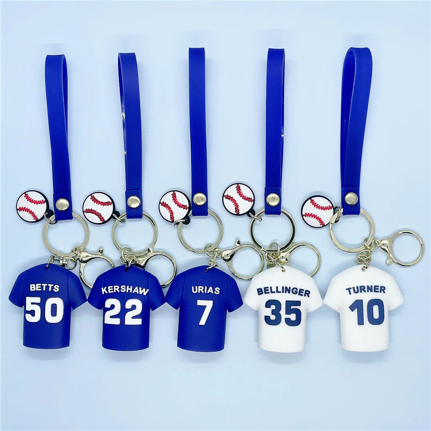 Baseball Jersey KeyChain Straps Spelarnamn Team Handbag Pendant Celltelefon Trend 3D Baseball Designer Väskor Charms Car Keychains