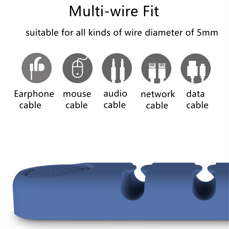 Organizzatore di cavi USB a 6 fori Morsetto cavi Avvolgicavo Cuffie Supporto auricolari Cavo Clip in silicone Linea telefonica Gestione del desktop 4 fori