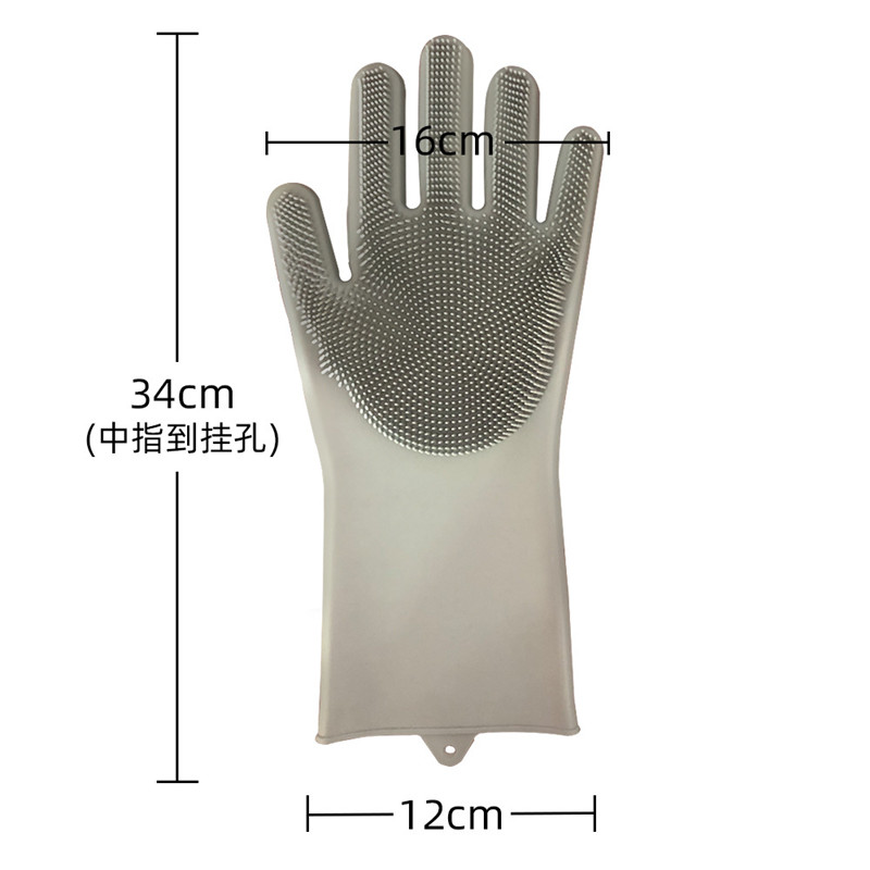 Kitchen Dishwashing Cleaning Gloves Silicone Rubber Sponge Scrub Glove Household Scrubber Kitchen Clean Tools