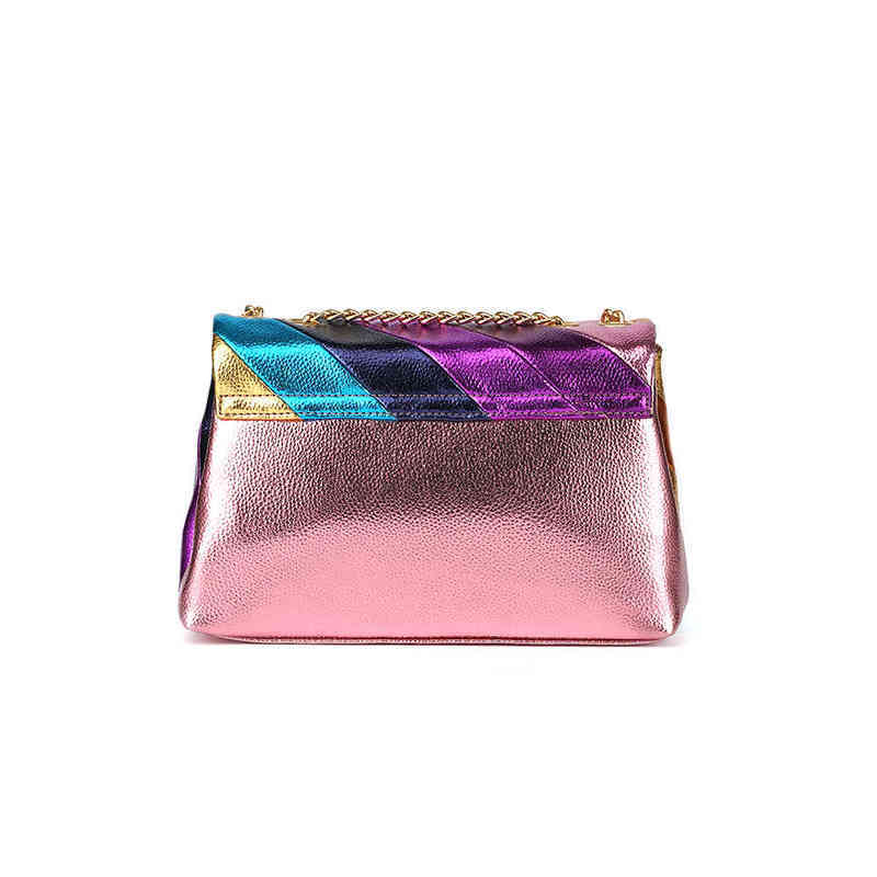 Crossbody Bag Shopping Regenbogenbeutel mit metallisch farbenfrohen Pu -Handtasche für Damenstitching -Geldbörsen tragbare Toilettenbeutel PU Wa270f