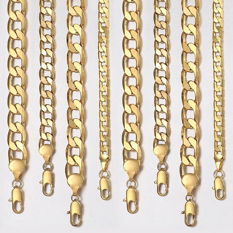 Chaînes Mode Cadeau Gold Chain Colliers pour hommes Femmes Bijoux Mens Collier Rempli Curb Cubain Link2397