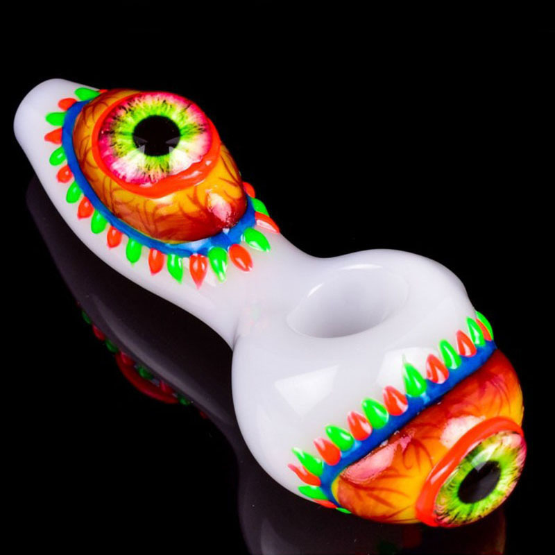 Renkli Göz Parçası Koyu parlak borular pyrex kalın cam sigara tüp el çantası taşınabilir yüksek kaliteli el yapımı kuru tütün yağ pistleri bong sigara tutucu