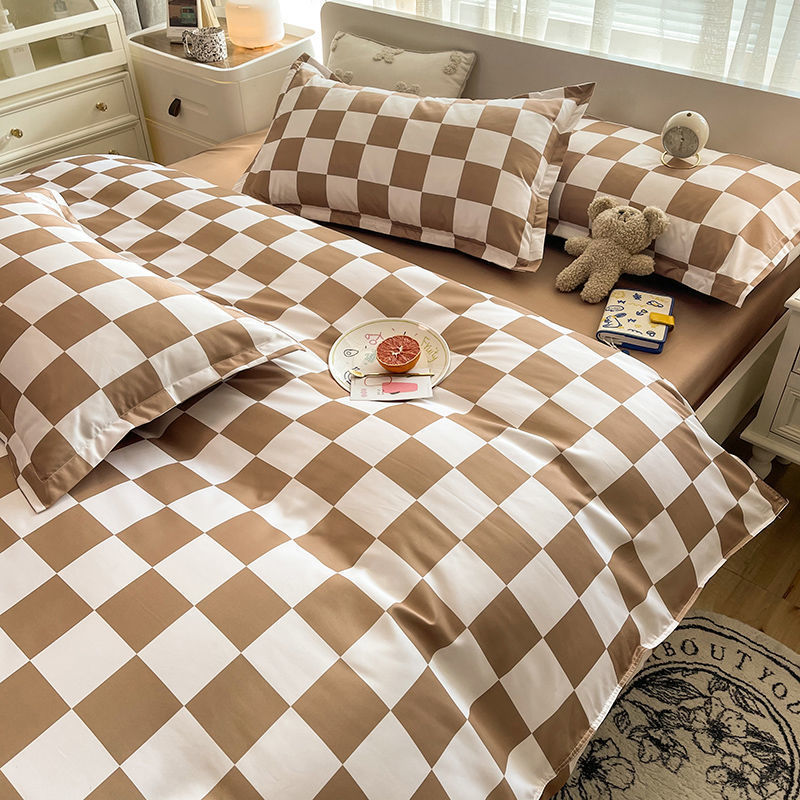 Bedding Conjuntos de roupas de cama de xadrez conjunto de roupas de cama de tampa plana de tampa plana de tampa plana de tampa de edreca de edredo